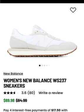 New Balance Women’s WS237 Sneakers in White and Light Gray with Gum Sole